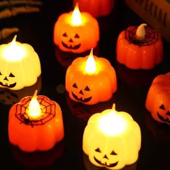 Halloween Pumpkin Lights LED Electronic Candle Lights Home Bar Haunted House Decoration Halloween Scary Props