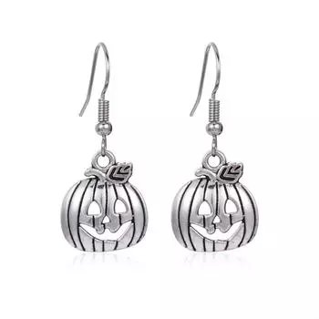 Halloween Pumpkin Skull Broom Witch Ear Hook Scary Fun Fairy Stainless Steel Earrings For Women Festivals Party Gift