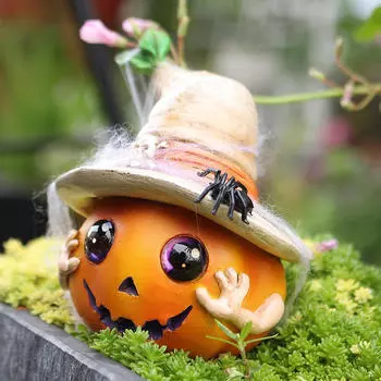 Halloween Pumpkin Statue Figurines Cute Resin Garden Accessory Sculpture Decoration for