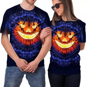 Halloween Pumpkin T-shirt Anime Pattern T-shirt Men s Women s 3D Digital Printed Polyester Halloween Casual Top S