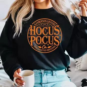 Halloween Sanderson Sisters Sweatshirt Just A Bunch of Hocus Hoodie Basic Witch Sweater Halloween Witch Crewneck Sweatshirts S красный
