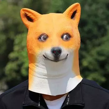 Маска из латекса животного Шиба-ину на Хэллоуин Option1 оранжевый