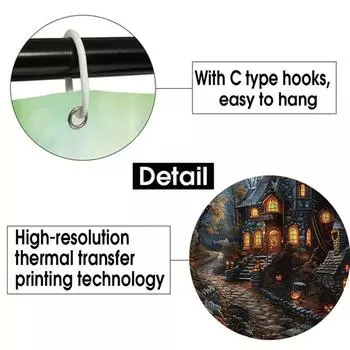 Занавеска для душа на Хэллоуин, занавеска для душа в виде дома с привидениями, 71x71 дюйм, водонепроницаемая занавеска для душа в ванной с 12 крючками для домашнего декора