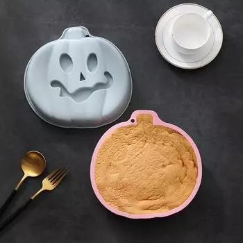 Halloween Silicone Stencils Pumpkin Face Cake Baking Pan Casting Die Soft Puddings Template For 8.3inch Reposteria серый