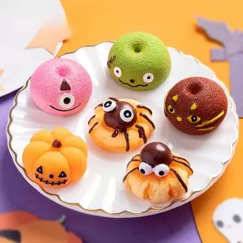 Halloween Simulation Food Play Spider Pumpkin Dessert Bread Resin Decoration Diy Decorative Accessories Desktop Decoration Halloween dessert10pcs