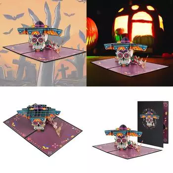 Хэллоуин скелет всплывающая 3D поздравительная открытка фестиваль подарки открытка ручной работы праздничное украшение для праздника торжество