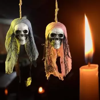 Подвеска в виде черепа на Хэллоуин, прочная сетка с черными глазами для украшения черепа с жутким домом с привидениями для вечеринки D