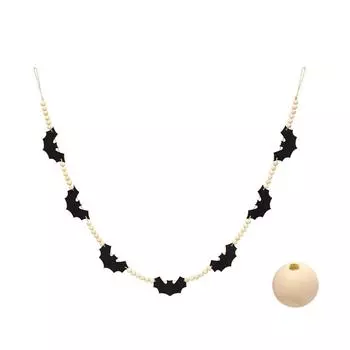 Halloween Small Wood Chips Hemp Rope Beads Home Halloween Carnival Night Wooden Beads Wall Decoration Pendant One Size чёрный