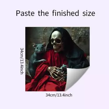 Halloween Smile Skeleton And Mouse Glass Cabinet Kitchen Decor Wall Stickers