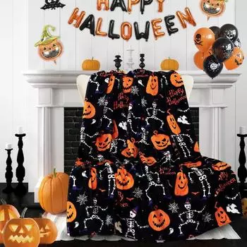 Halloween Sofa Blanket Fall Thanksgiving Gift Blanket Pumpkin Print Flannel Blanket 70x100cm