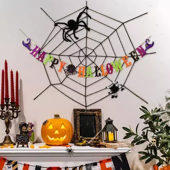 Halloween Spider Web Decoration Backdrop Versatile Creative Hanging Ornament Decor for Style B