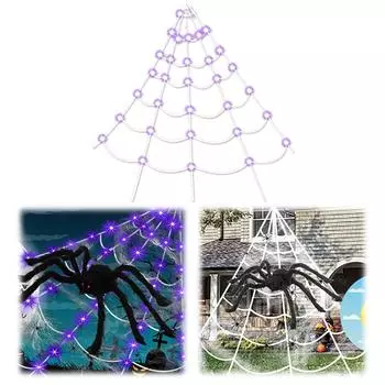 Halloween Spider Web Light Light Up Spider Web 250 LEDs Spider Net Lights Decorative Spiderweb Light for Haunted House Bar CHINA