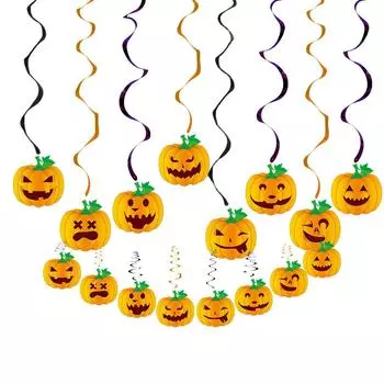 Halloween Spiraled Hangings With Lively Skeletons Vampires And Pumpkin Designs For Seasonal Celebrations Spiral Pumpkin