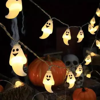 Halloween String Lights Battery-Powered Ghost Lights Cute Spooky Ghost Decor for Indoor Party Halloween Indoor Room Bedroom 817 1.5m 10balls USB