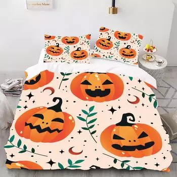 Halloween - Style Digital Printed Duvet Kit - Polyester - Bedroom Decor -1 Bed cover +2 Pillowcases (no pillow core) 173x229cm