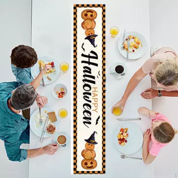 Halloween Table Runner 13 x 72 inch Reusable Decorative Tablecloth for Coffee Fall Indoor Outdoor