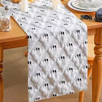 Halloween Tablecloth, Three Dimensional Table Flag Tablecloth, Family Gathering Tablecloth Decoration One Size белый