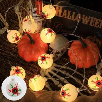 Halloween-Themed LED Ghost Eye String Lights Energy-Efficient Battery-Powered For Indoor & Outdoor Decorations Lights 724 1.5m10 ball USB теплый белый