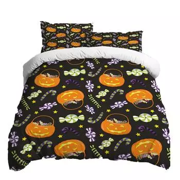 Halloween Three-piece Bedding Set Quilt Cover Pillowcase Brushed Fabric Thickened XS