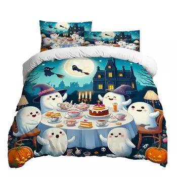 Halloween Three-piece Bedding Set Quilt Cover Pillowcase Brushed Fabric Thickened XS