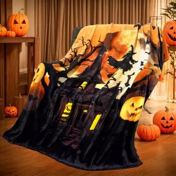 Halloween Throw Blanket Witch Soft Plush Cozy Flannel Halloween Blanket Decoration For Party Sofa Bed Living Room One Size белый