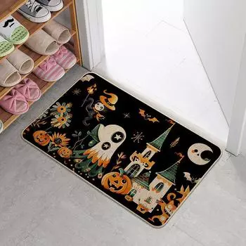 Halloween Welcome Pattern Kitchen Rug, Stain Resistant Rug, Entrance Rug, Bedroom, Living Room, Bathroom Floor Mat, Family Room 400MMx600MM