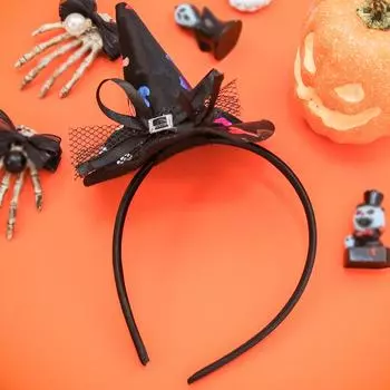 Halloween Witch Hat Hairbands Spider Web Pumpkin Skull Shaped Hair Hoops For Kids Girls Halloween Headbands Cosplay Decoration