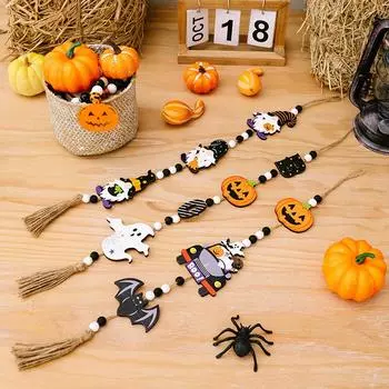 Halloween Witch Pumpkin Bat Pendant Ghost Festival Decoration Hanging Beaded Halloween Home Party Supplies