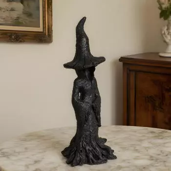 Halloween Witch Statue Craft Art Sculpture for Cafe Table Centerpiece Mantel