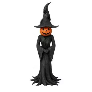 Halloween Witch Statue Gothic Resin Enchanting Witch Figurine with Pumpkin Head Desktop Ornament for Indoor Home Shelf Table Decor чёрный
