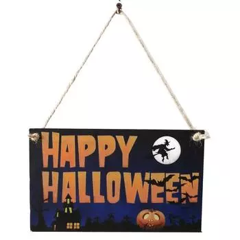 Halloween Wooden Listing Pumpkin Owl Holiday Scene Letter Pattern Ornaments Home Party Hanging Board Door Decoration Accessories