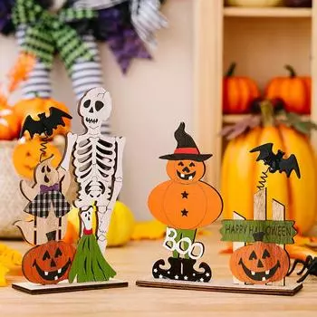 Halloween Wooden Ornaments With Pumpkin Bat Skull Halloween Party Horror Props For Trick Or Treat Party Decor тыква