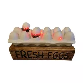 Halloween Zombie Chick LED Light Up Eggs Tray Spooky Eggshell Hatching Chicks Decoration 3D Creepy Deviled Eggs for Tabletop Party Indoor Decoration 1pc