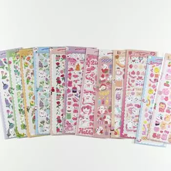 Халлю лазер мультфильм животное наклейка милый котенок щенок медведь ягненок олень цветок липкая карточка наклейка