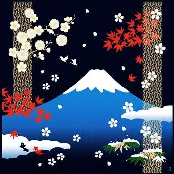 Hama pattern large cloth Four seasons Fuji (furoshiki 90cm) Mt.