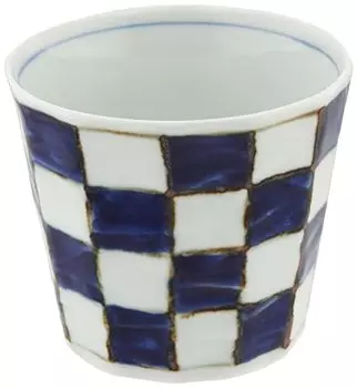 Hama Pottery 301988 Arita Pottery Sota Kiln, Checkered, Bentaled Soba, Chiyokuchi, Blue