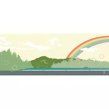 Hamamonyo Illustrated Hand Towel Hayabusa and Rainbow