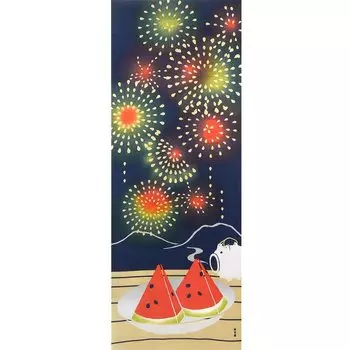 Hamamonyo Illustrated Hand Towel Watermelon Fireworks