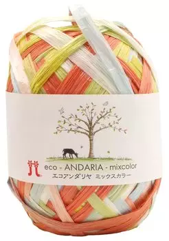 Hamanaka Hand Knitted Yarn Eco Andaria Mix Color Medium Thick 264 Orange 40g 80m 5 Balls Set 0226 Set COL. Approx.
