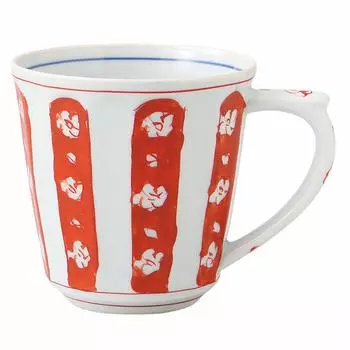 Hamato Hasami Ware Ichiyume Kiln Mug Large 350ml Plum Komon Red 398568