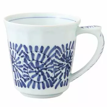 Hamato Hasami Ware Ichiyume Kiln Mug Large 350ml Octopus Arabesque Blue 398537 White