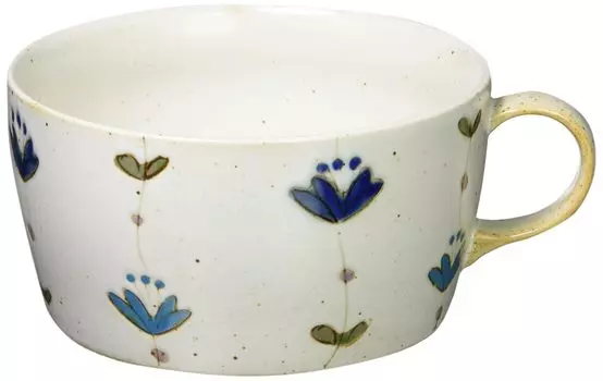 Hamato Hasami Ware Issei Kiln Sweet Flower Handle Bowl Blue 400827 450ml