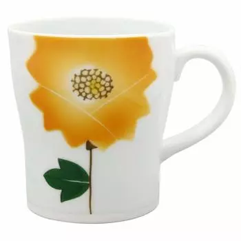 Hamato Hasami Ware Tenryu Kiln Blown Flower Light Mug Yellow 401701 290ml
