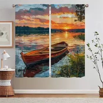 Hamburg Window Blinds Kitchen Curtains 2 Pcs Set Modern Home Decoration Beaded Curtain Tiebacks Tulle for Living Room Decoration W50xH70cmx2pcs-CL