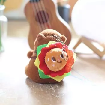 Hamburger Capybara Fries Hot Dog Plush Toy Pp Cotton Stuffed Keychain Decor Bag Hamburger