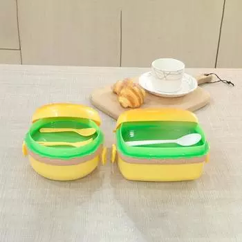 Hamburger Lunch Box Double Tier Cute Burger Bento Box Microwave Children School Meal Food Snack Fruit Container 1000/800ml