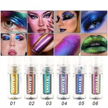 Хамелеон 6, изменяющая цветовую температуру, жидкая помада, тени для век, жидкие шарики, светящиеся бриллианты, блестящие глянцевые тени для век