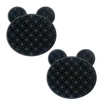 HAMILO Toothbrush Bear Easy to Washbasin Set of 2 Stand, Shape, Silicone, Clean, Storage,