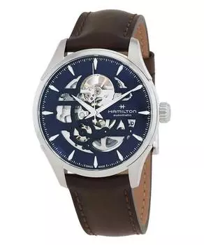 Hamilton Jazzmaster Skeleton кожаный ремешок синий циферблат автоматические часы H42535541 мужские синий