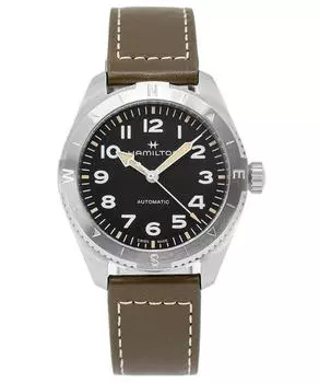 Hamilton Khaki Field Expedition кожаный ремешок черный циферблат автоматические часы H70315830 100M мужские часы чёрный